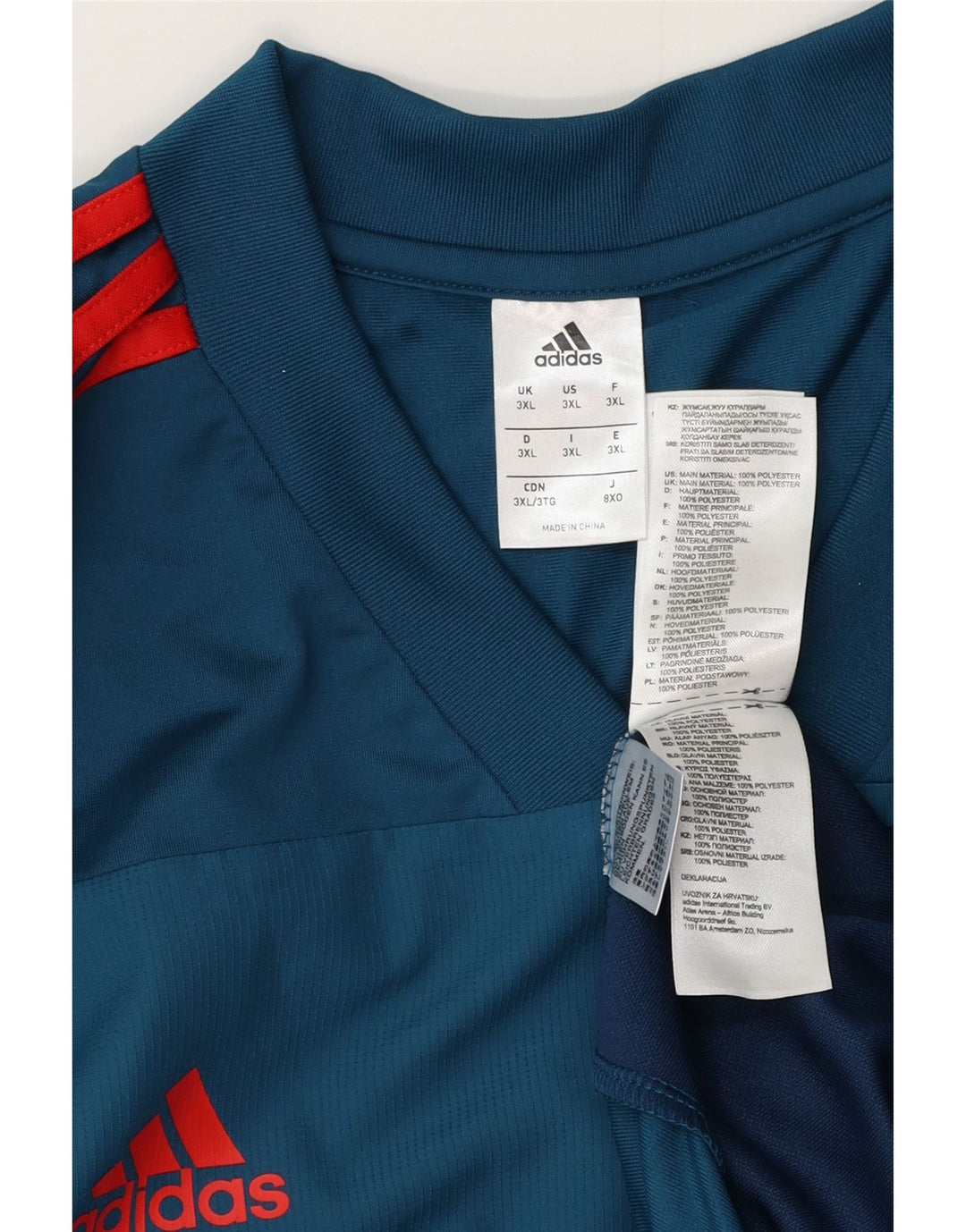 Adidas Mens Top Long Sleeve 3XL Blue Colourblock Polyester