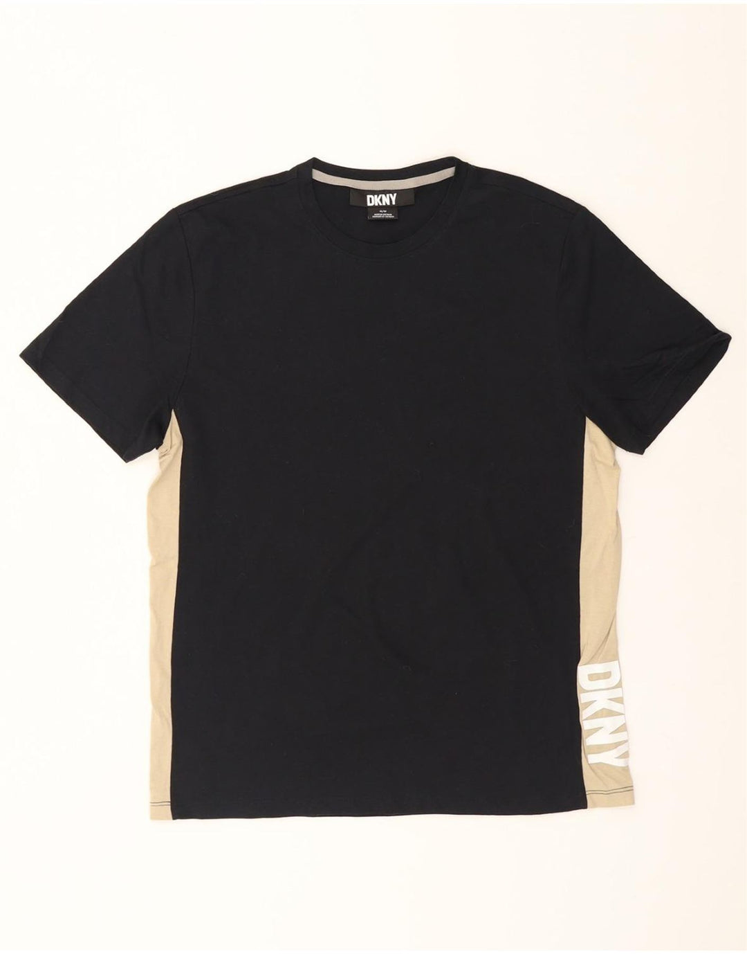 DKNY Mens Graphic T-Shirt Top Medium Black Colourblock Vintage Dkny and Second-Hand Dkny from Messina Hembry 