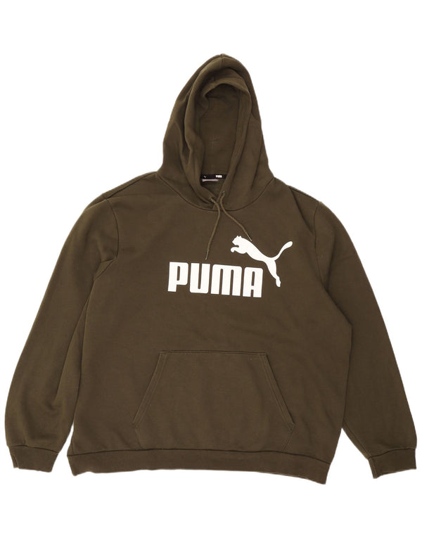 PUMA Mens Graphic Hoodie Jumper 2XL Khaki Cotton