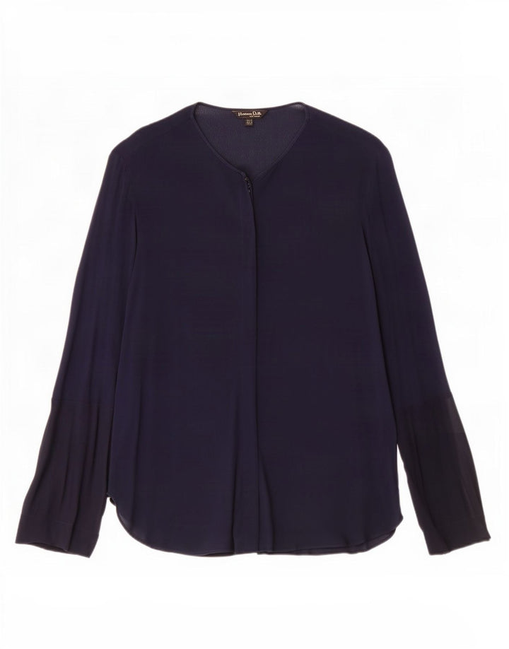 Massimo Dutti Womens Shirt Blouse EU 40 Medium Navy Blue Viscose