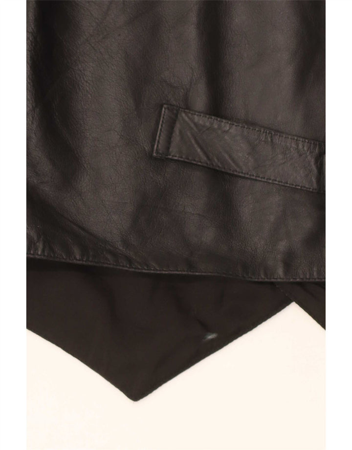 Vintage Mens Leather Waistcoat Medium Black