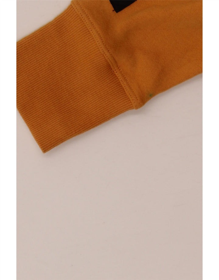 CALVIN KLEIN Womens Oversized Crop Hoodie Jumper UK 10 Small Yellow