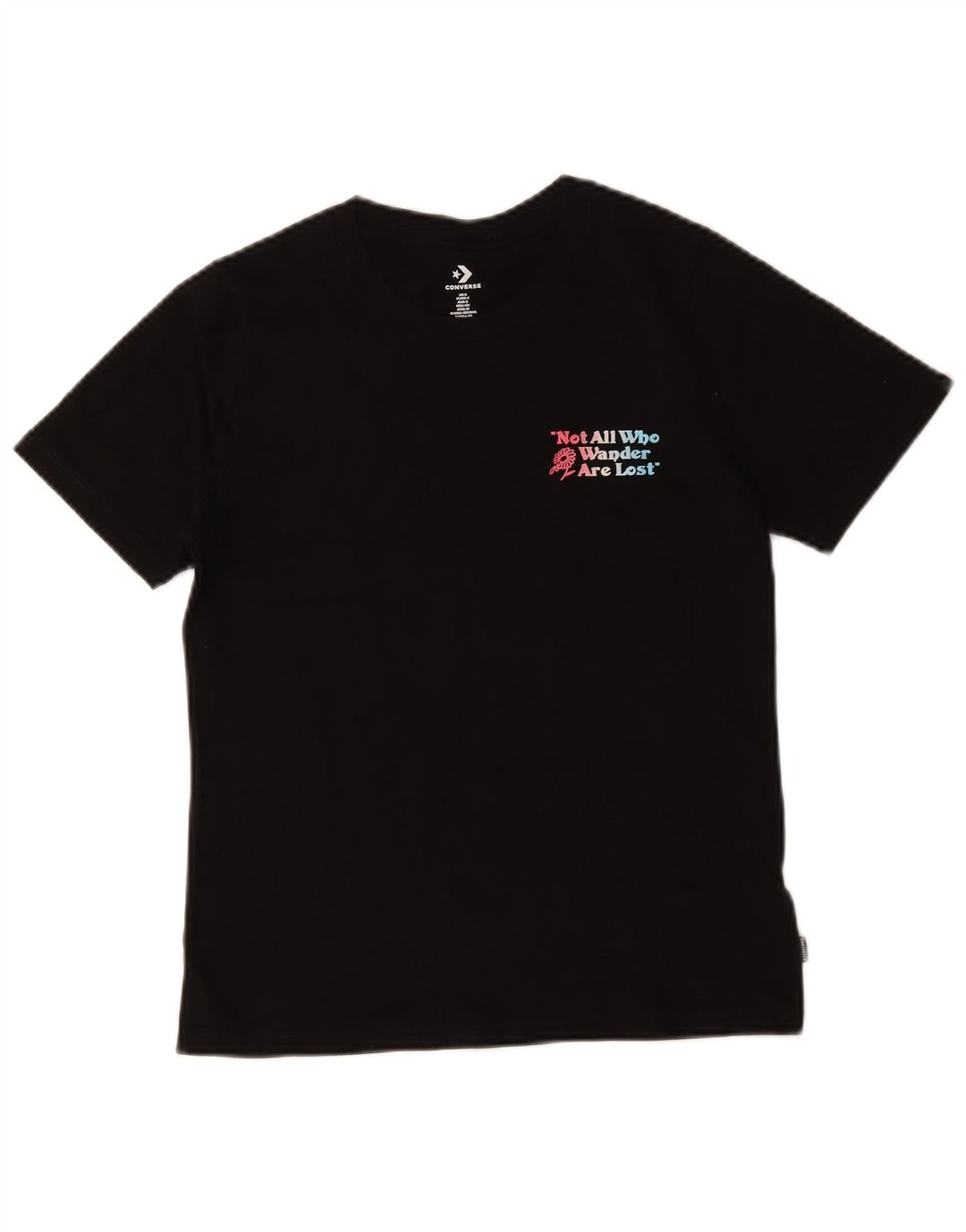 Converse Womens Graphic T-Shirt Top UK 10 Small Black Cotton