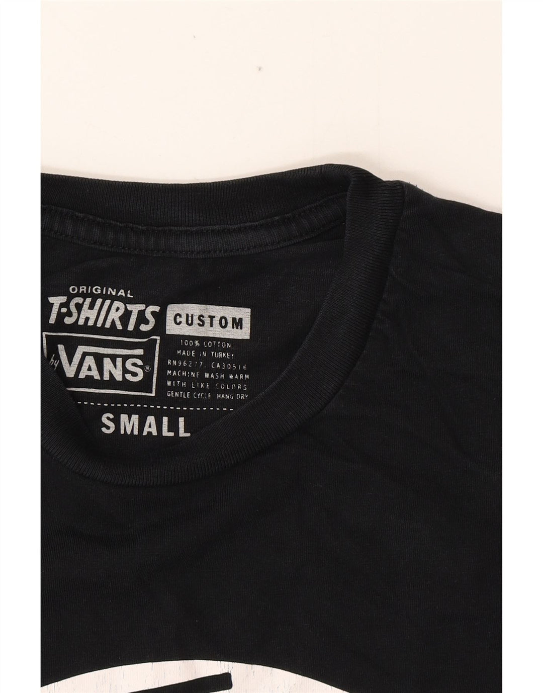 VANS Mens Custom Fit Graphic T-Shirt Top Small Black Cotton