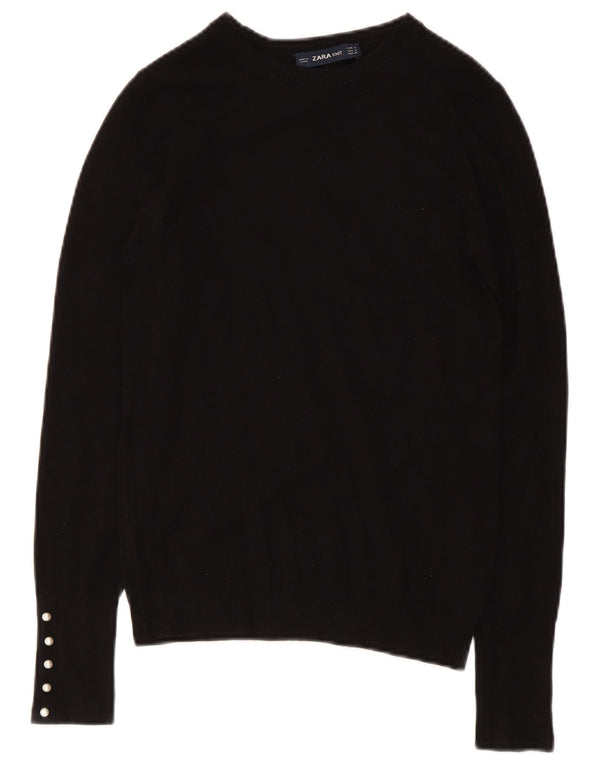 Zara Womens Boat Neck Jumper Sweater UK 8 Small Black