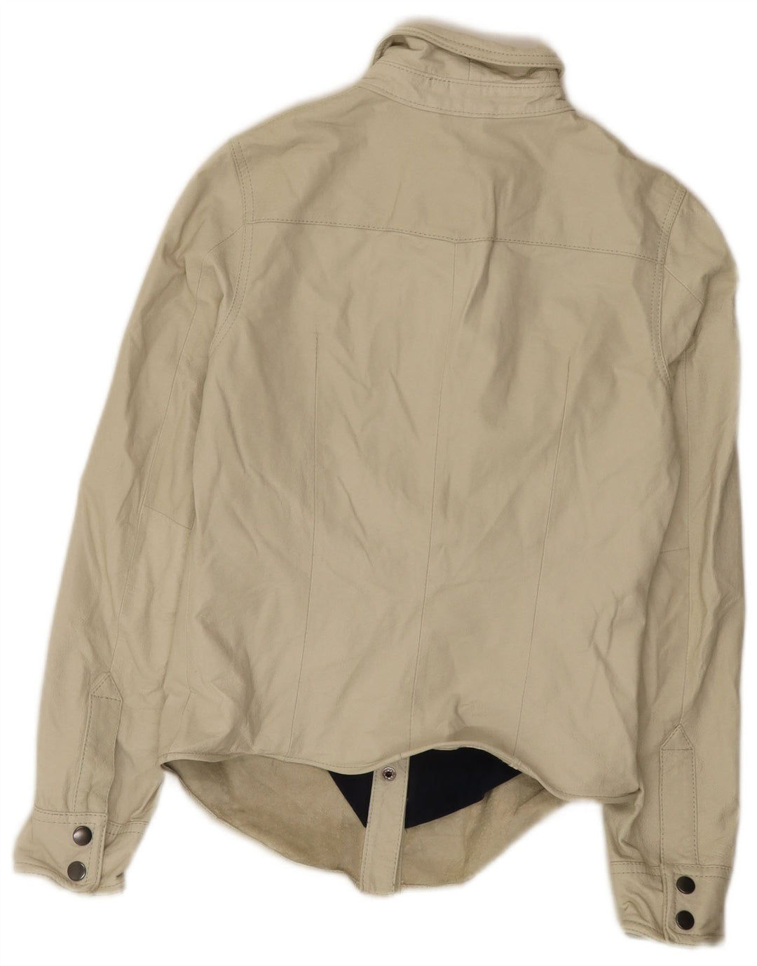 Vintage Womens Leather Jacket EU 36 Small Beige