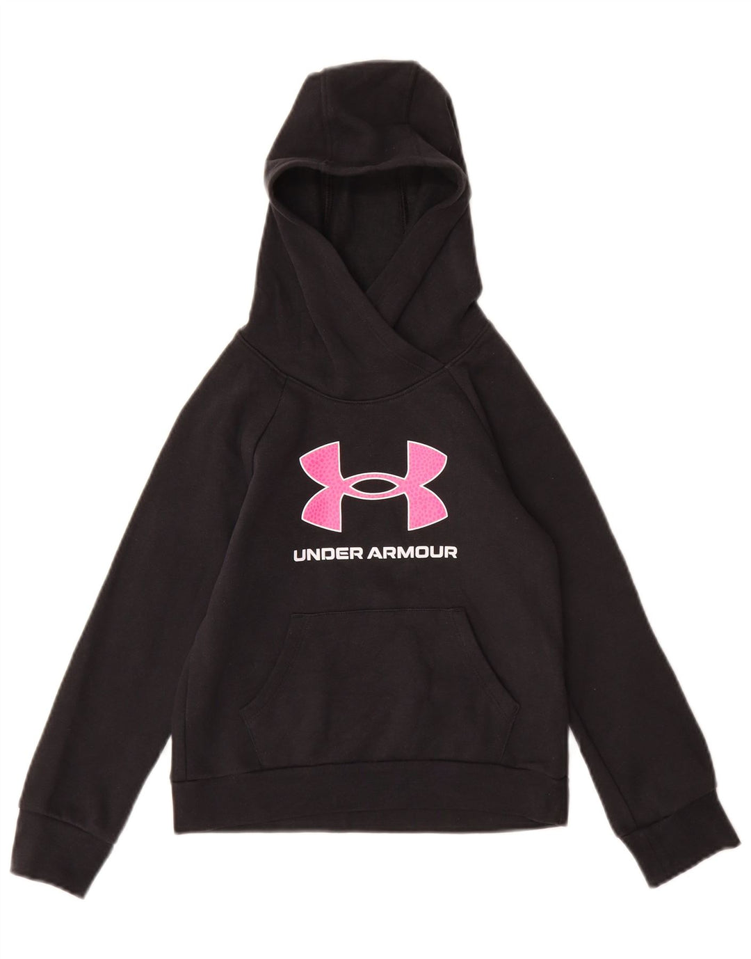 UNDER ARMOUR Girls Graphic Hoodie Jumper 7-8 Years Small  Black Cotton