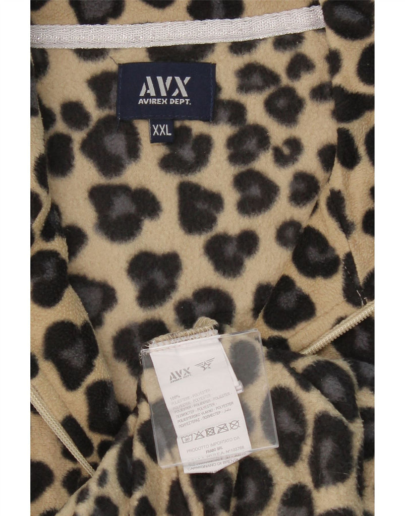 AVIREX Womens Zip Fleece Jacket UK 20 2XL Beige Animal Print Polyester Vintage Avirex and Second-Hand Avirex from Messina Hembry 
