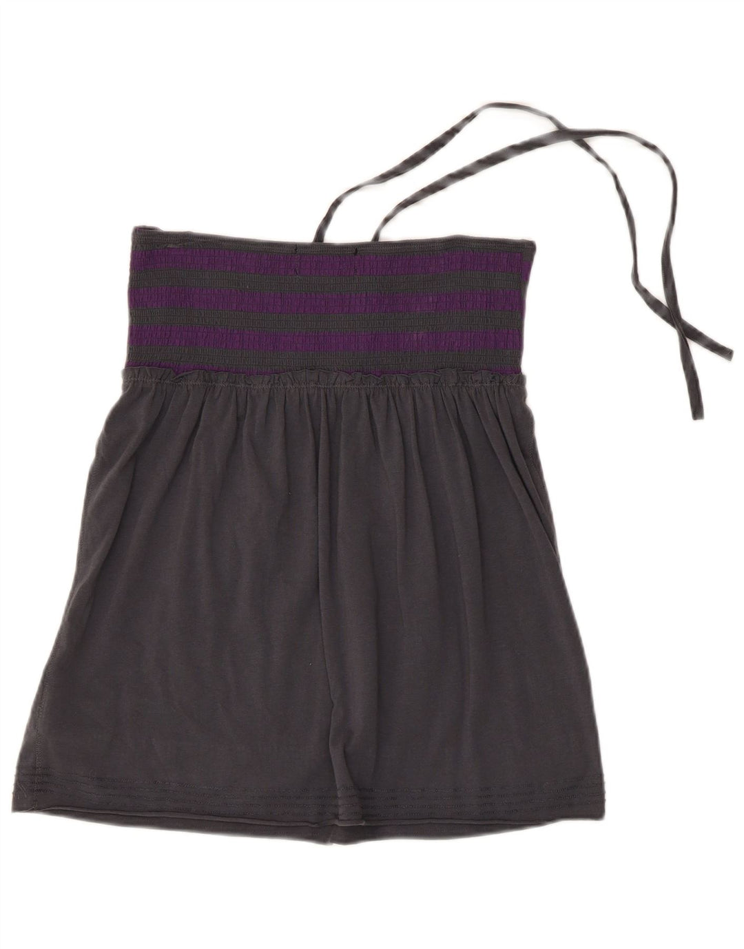 Vans Womens Crop Halter Top UK 14 Large Grey Striped Cotton