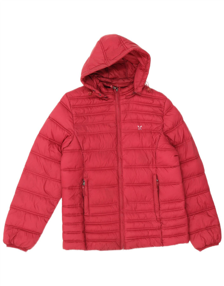 Crew Clothing Womens Hooded Padded Jacket UK 12 Medium Red Polyamide