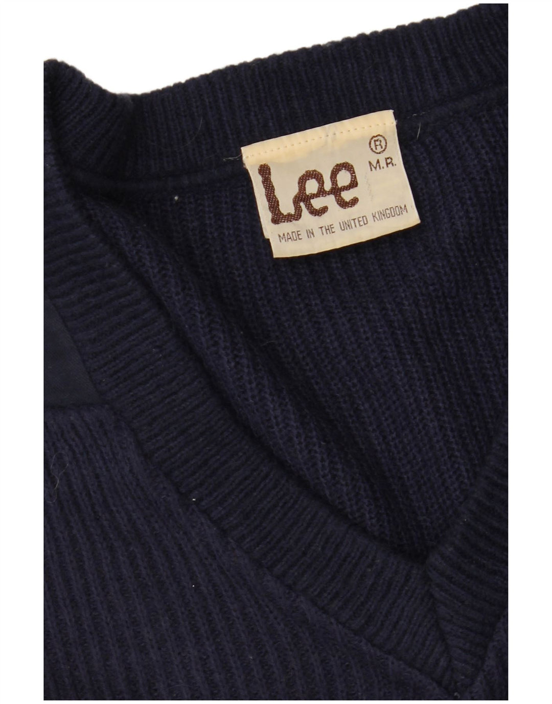 LEE Womens Oversized V-Neck Jumper Sweater UK 14 Medium Navy Blue Acrylic