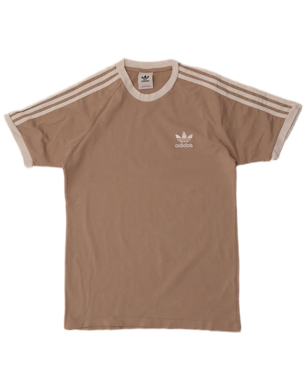 Adidas Mens T-Shirt Top Small Brown Cotton Retro