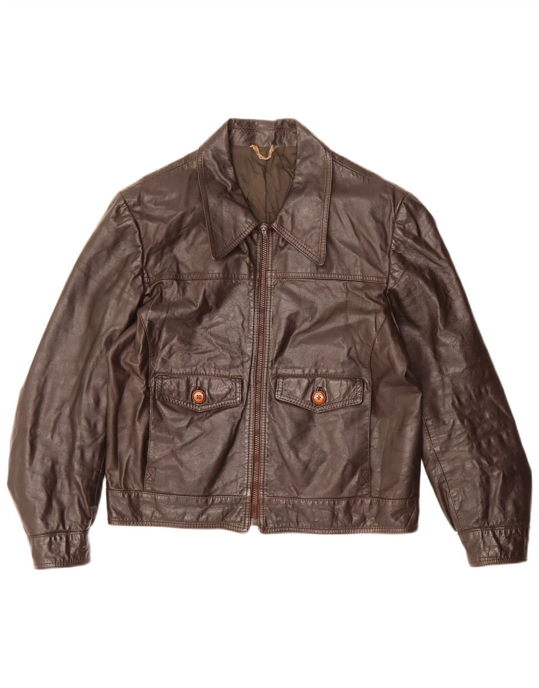Eton Womens Leather Jacket UK 12 Medium Brown Leather