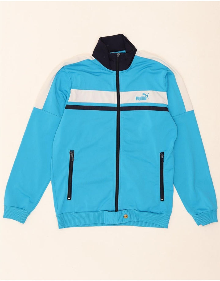 PUMA Girls Tracksuit Top Jacket 13-14 Years Blue Colourblock Polyester Vintage Puma and Second-Hand Puma from Messina Hembry 