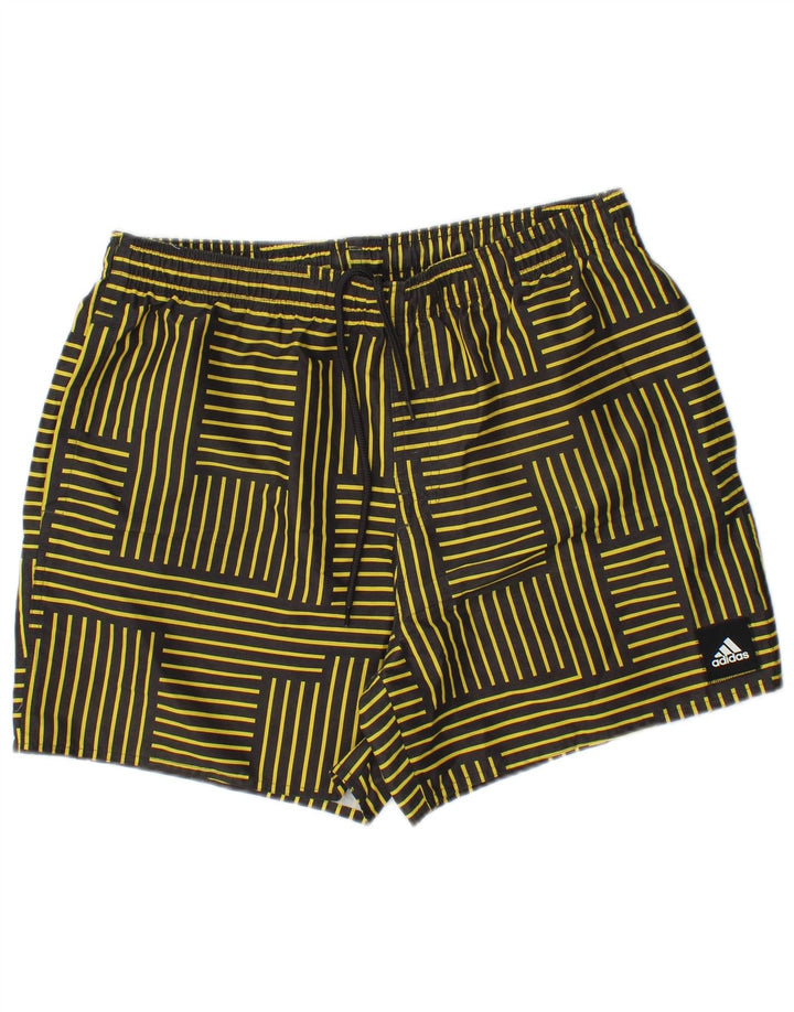 ADIDAS Mens Swimming Shorts Large Yellow Striped Polyester