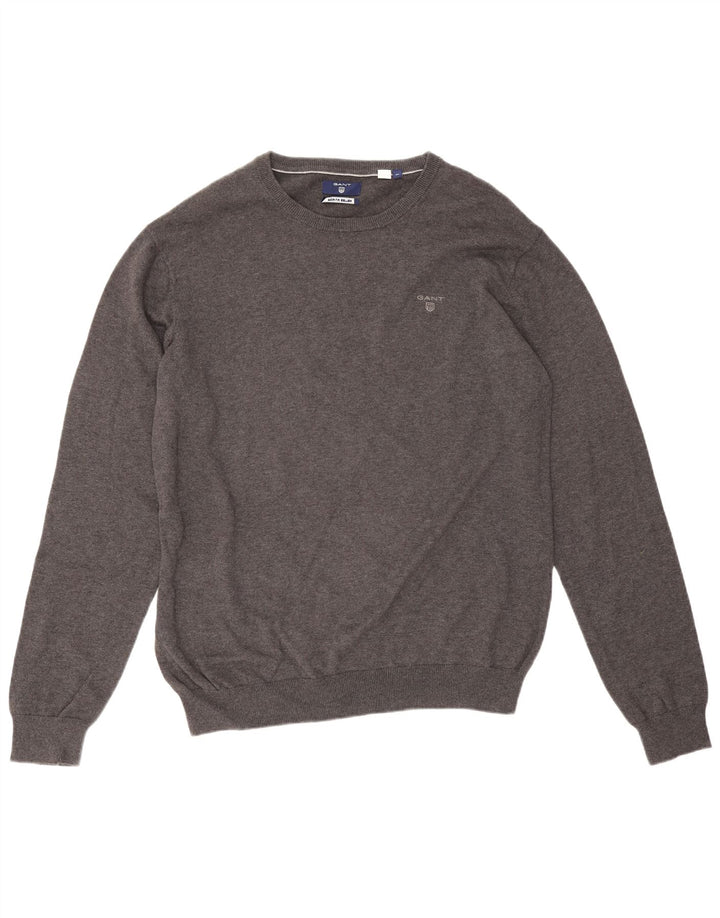 Gant Mens Crew Neck Jumper Sweater XL Grey Cotton