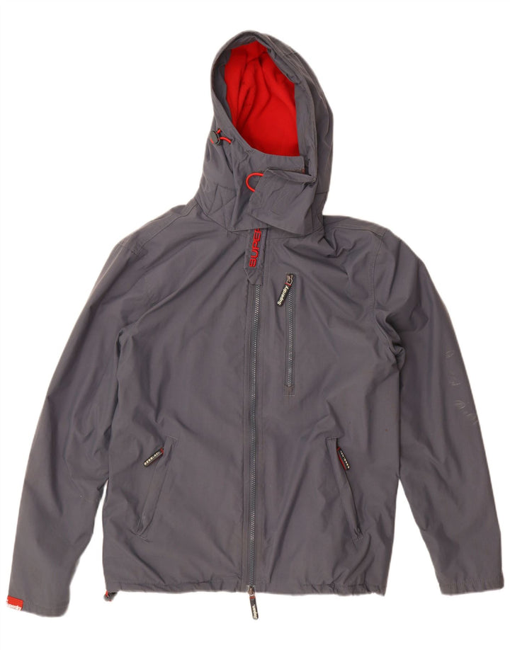 SUPERDRY Mens Windhiker Hooded Windbreaker Jacket UK 38 Medium Grey