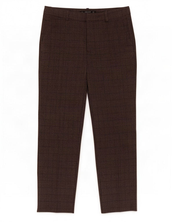 Zara Womens Cropped Trousers Medium W28 L25 Brown Plaid Polyester