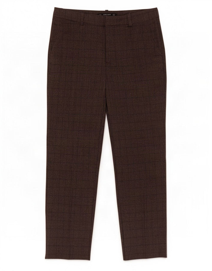 Zara Womens Cropped Trousers Medium W28 L25 Brown Plaid Polyester