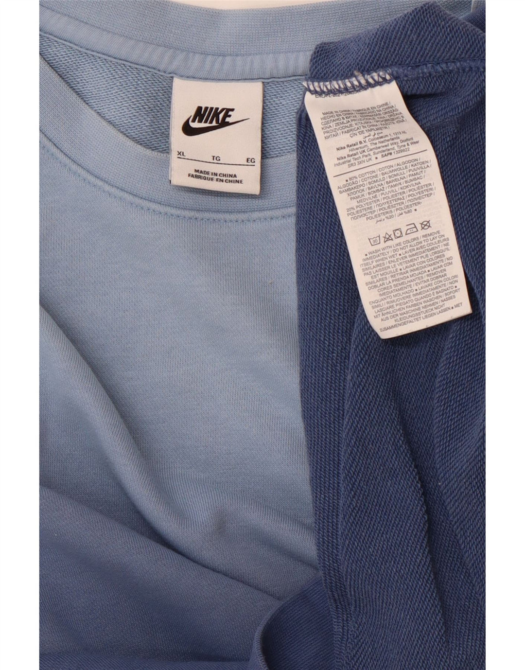 NIKE Mens Sweatshirt Jumper XL Blue Colourblock Cotton