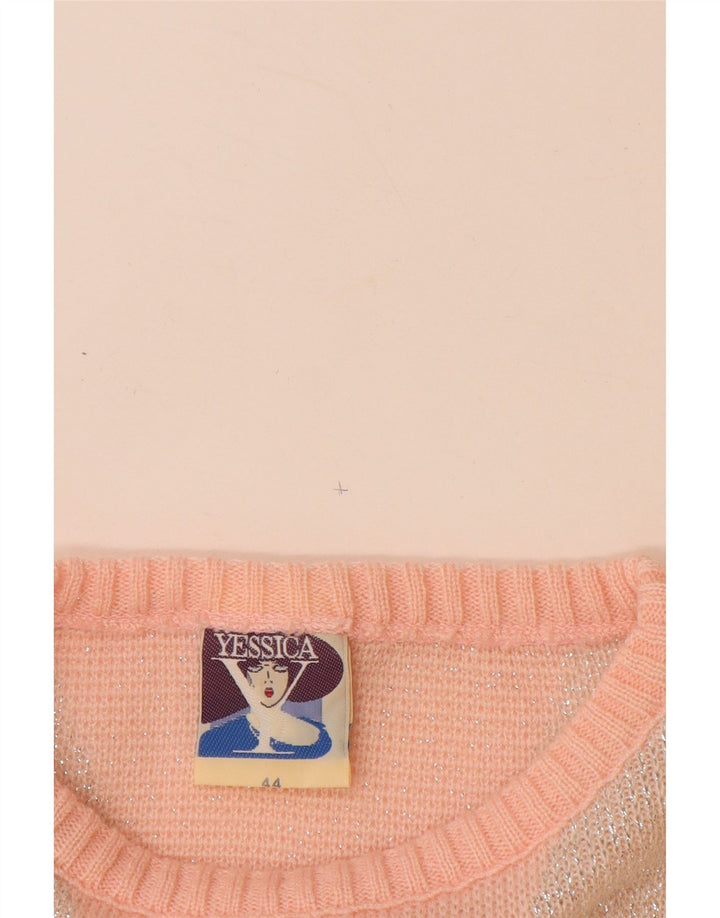 YESSICA Womens Boat Neck Jumper Sweater EU 44 XL Pink Chevron Acrylic