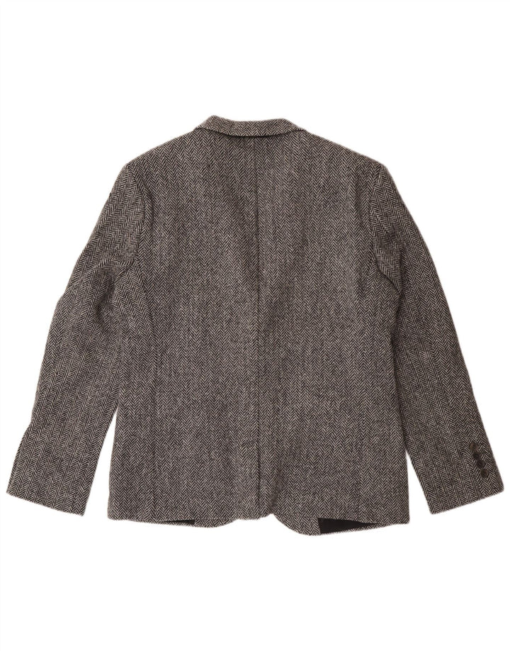 Asos Harris Tweed Mens Slim Fit Blazer Jacket UK 42 XL Grey Herringbone