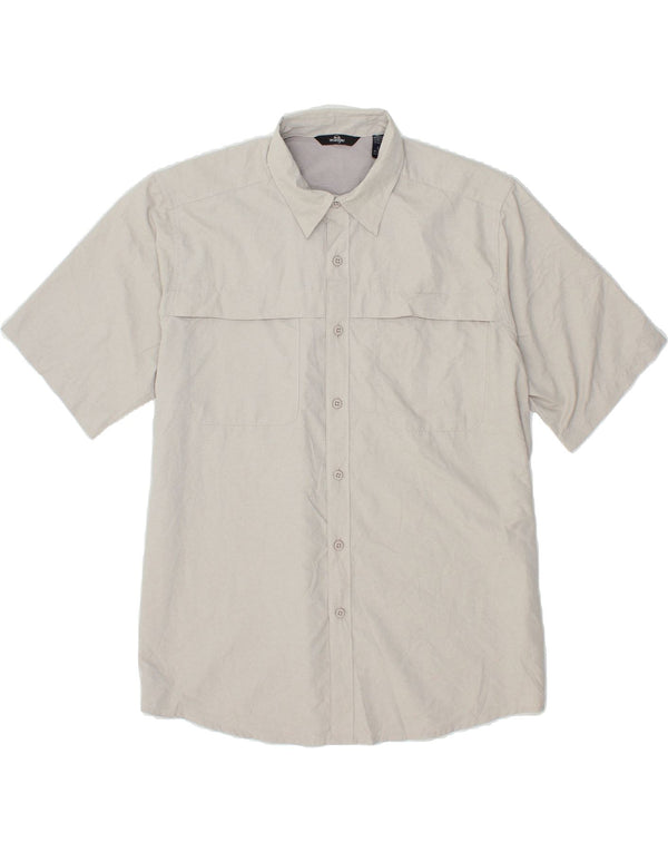 WRANGLER Mens Short Sleeve Shirt Large Grey Polyester
