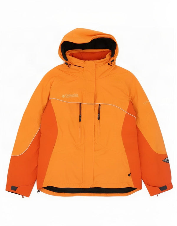 Columbia Womens Titanium Rain Jacket UK 16 Large Orange Colourblock Nylon