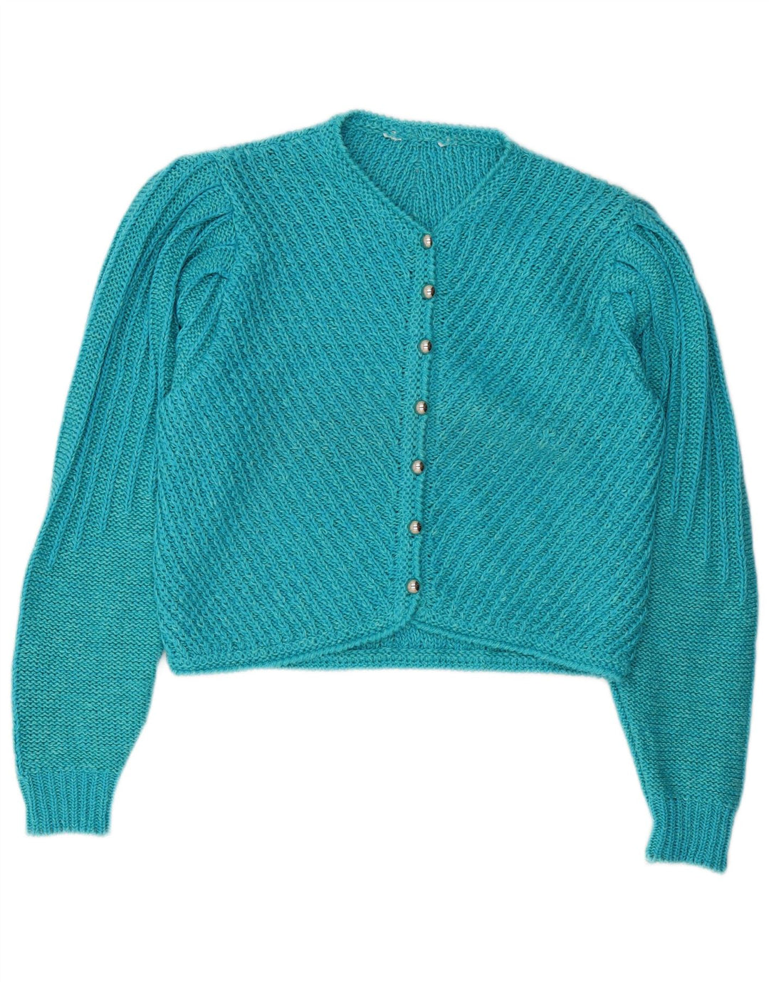Vintage Womens Crop Cardigan Sweater UK 14 Medium Blue