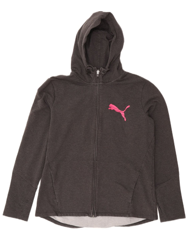 Puma Womens Zip Hoodie Sweater UK 16 Large Grey Cotton