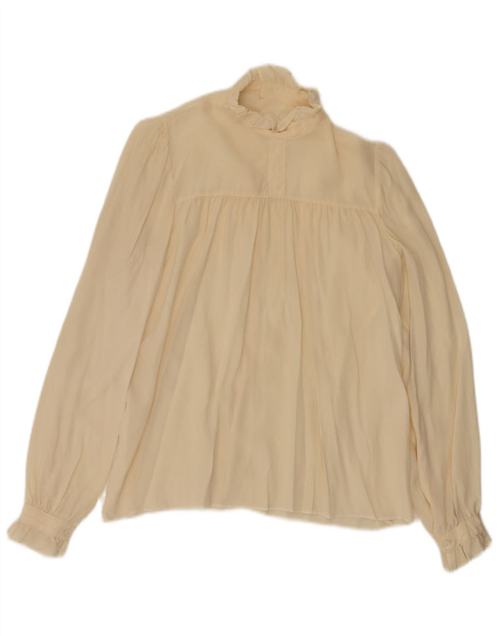 Vintage Womens Shirt Blouse UK 12 Medium Off White