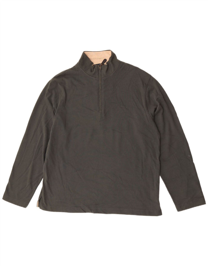 Marks & Spencer Mens Blue Harbour Zip Neck Top Long Sleeve Large Green