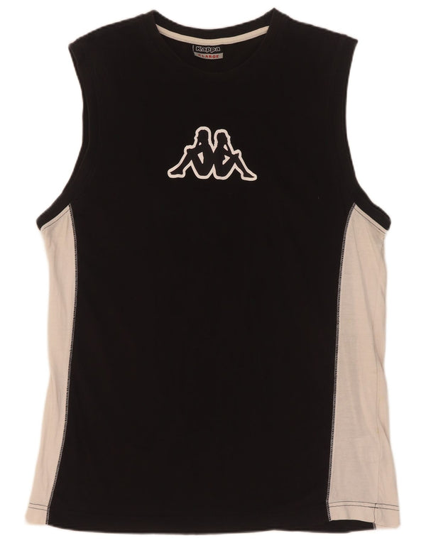 Kappa Mens Graphic Vest Top XL Black Colourblock Cotton
