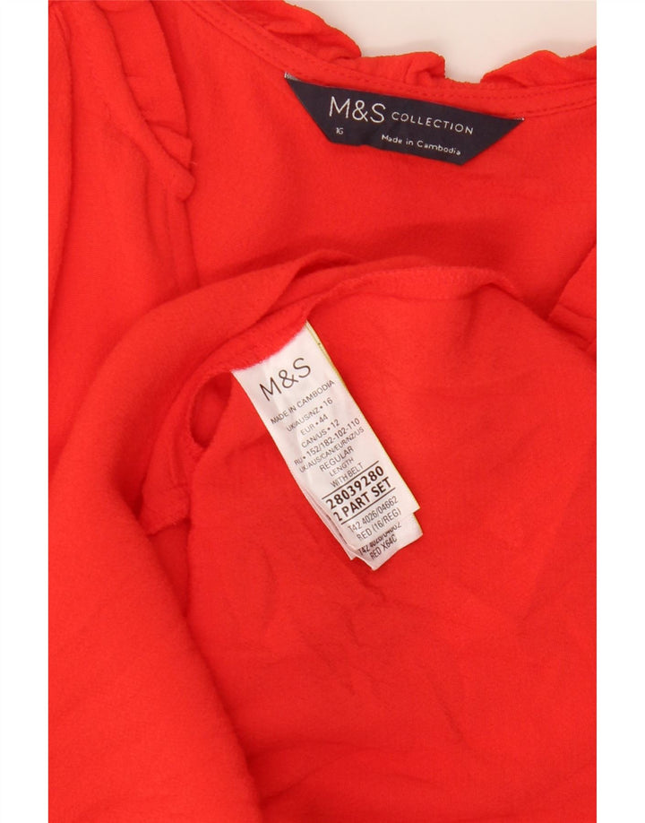 Marks & Spencer Womens Long Sleeve Oversized Shift Dress UK 16 Large Red