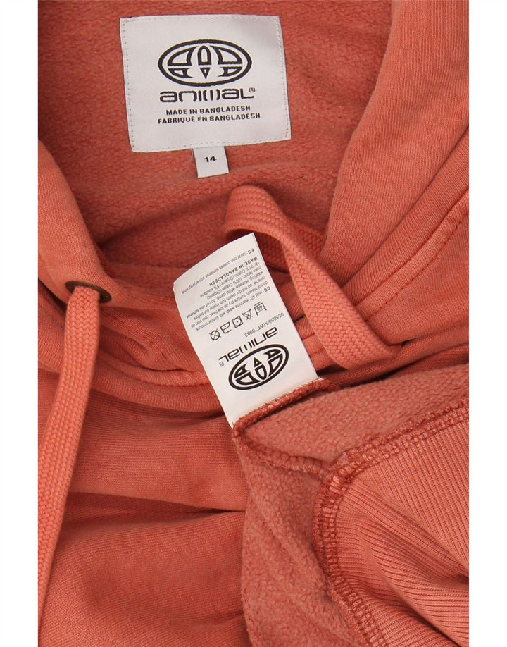 ANIMAL Womens Graphic Oversized Hoodie Jumper UK 14 Large Pink Cotton