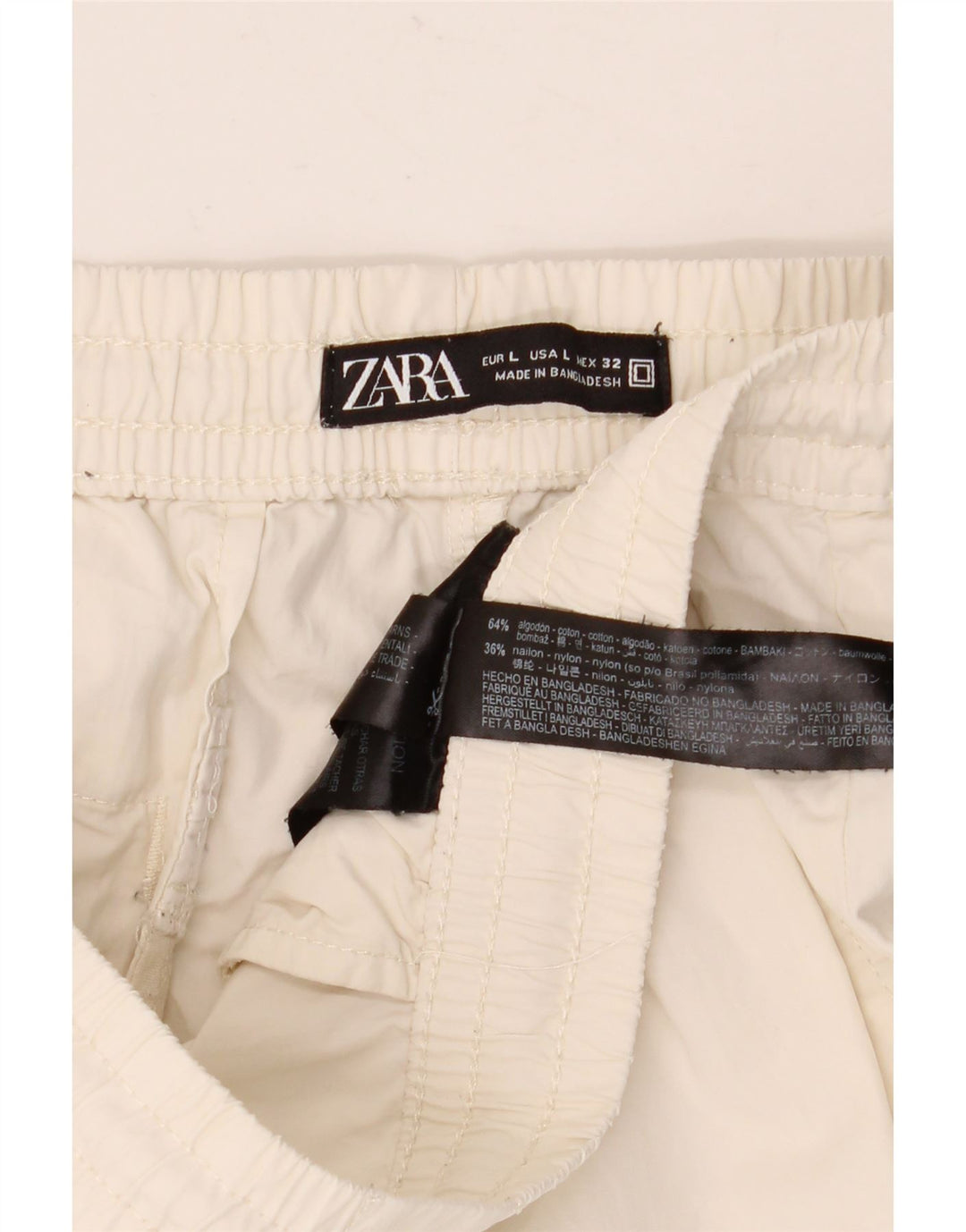 ZARA Mens Cargo Shorts Large W32 White Cotton