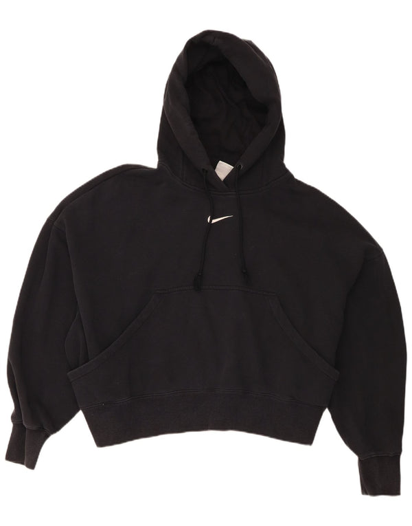 Nike Womens Oversized Hoodie Jumper UK 14 Medium Black Cotton