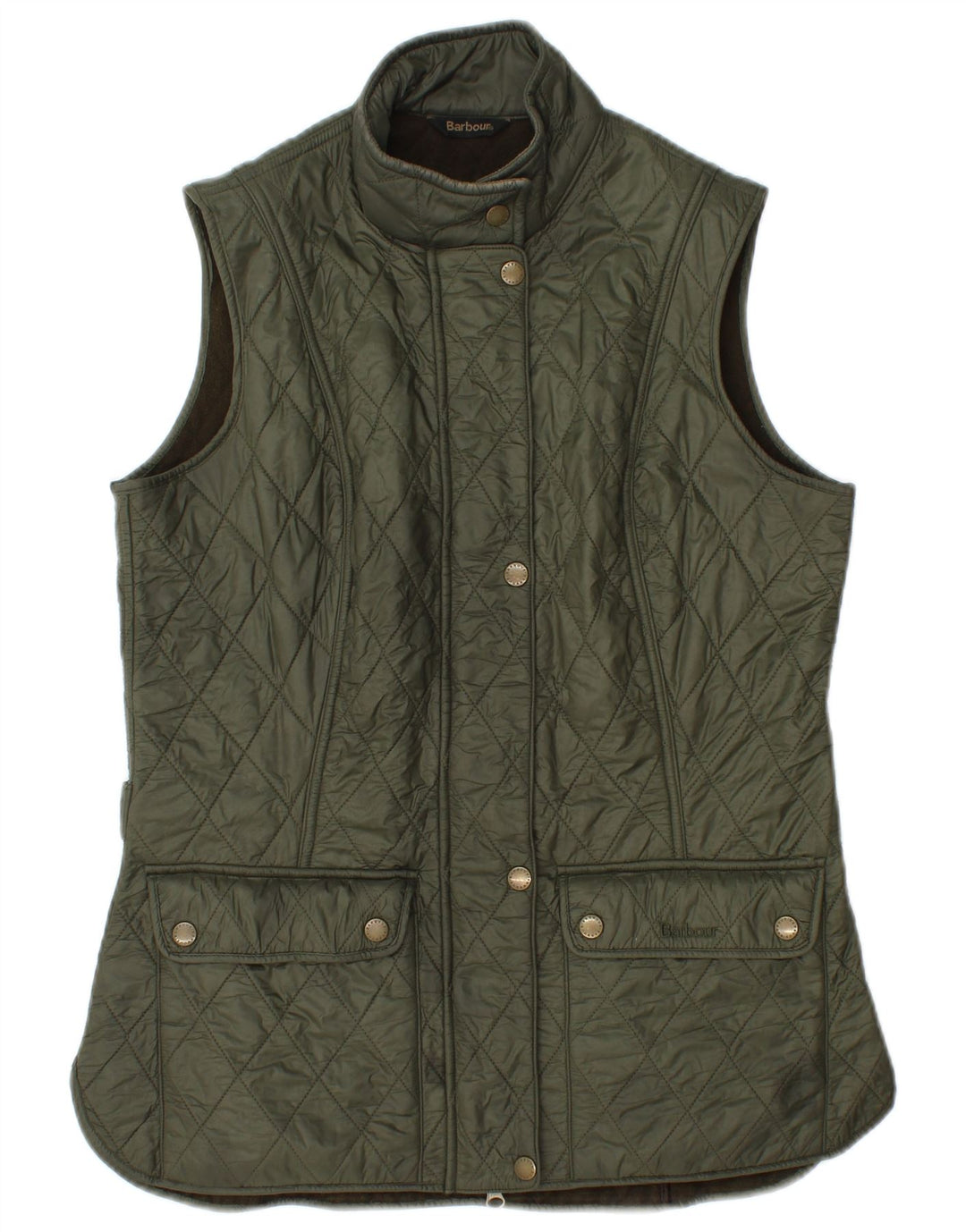BARBOUR Womens Quilted Gilet UK 12 Medium Khaki Polyamide