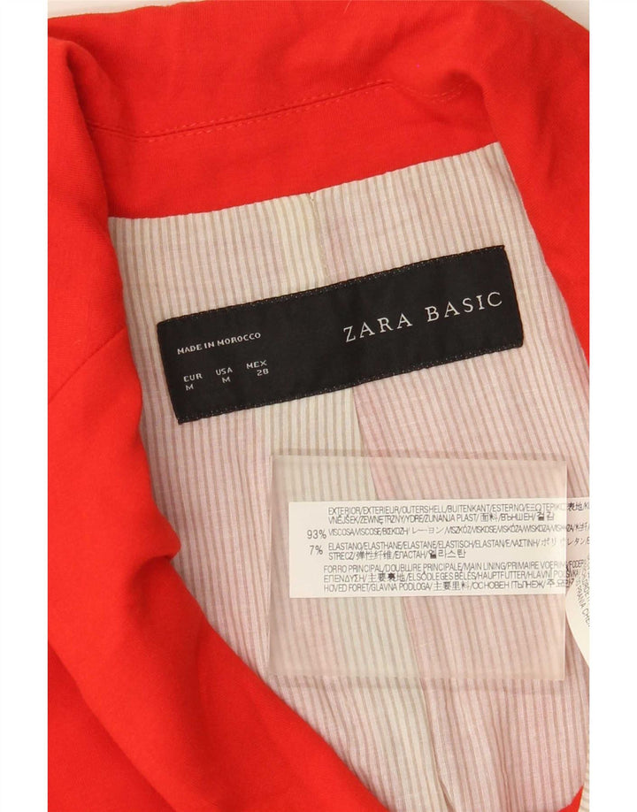 Zara Womens 1 Button Blazer Jacket UK 12 Medium Red Viscose