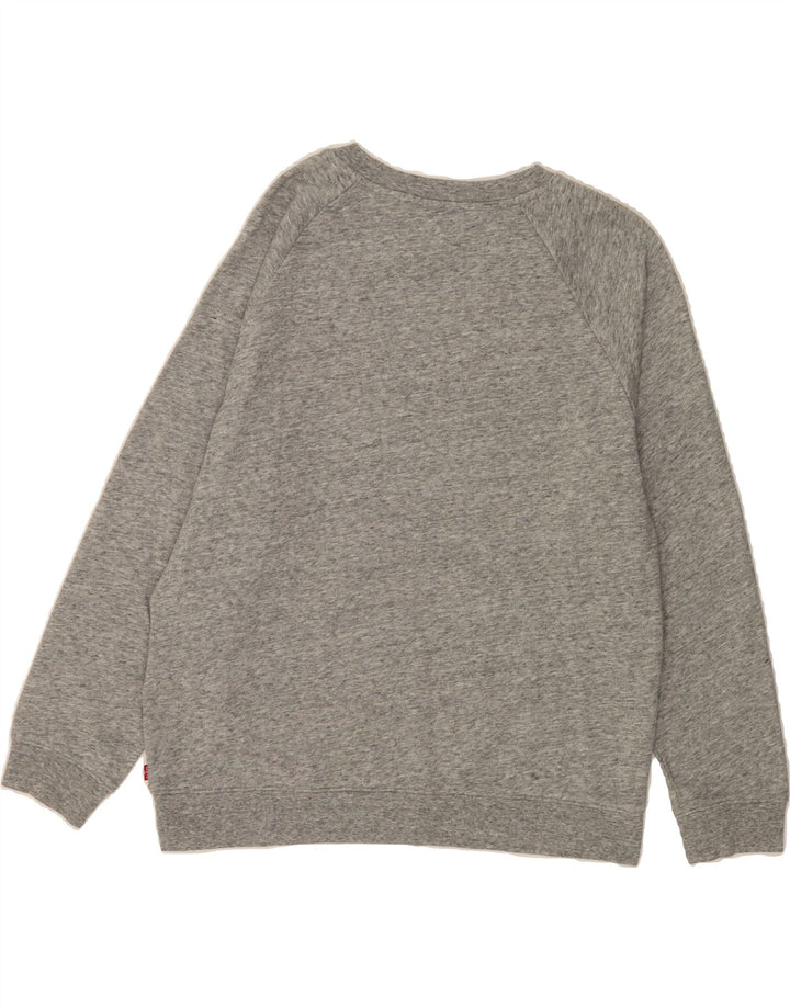 LEVI'S Womens Graphic Sweatshirt Jumper UK 14 Medium Grey Cotton Vintage Levi's and Second-Hand Levi's from Messina Hembry 