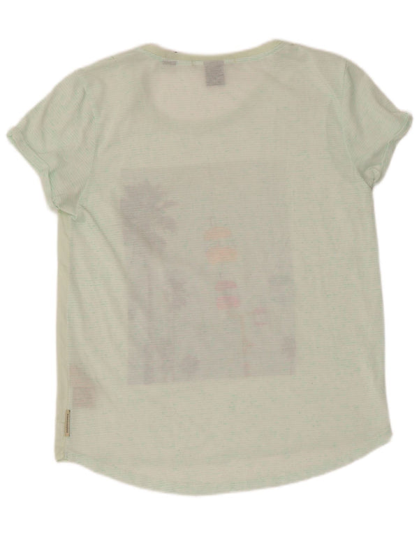 Maison Scotch Womens Graphic T-Shirt Top UK 12 Medium Green Polyester