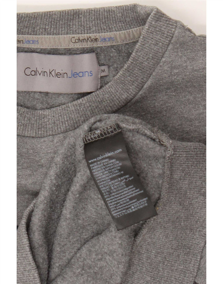 Calvin Klein Jeans Mens Graphic Sweatshirt Jumper Medium Grey Flecked