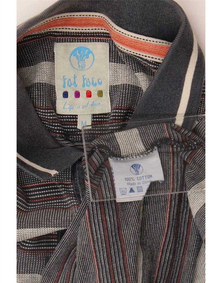 Fat Face Mens Polo Shirt Medium Grey Striped Cotton
