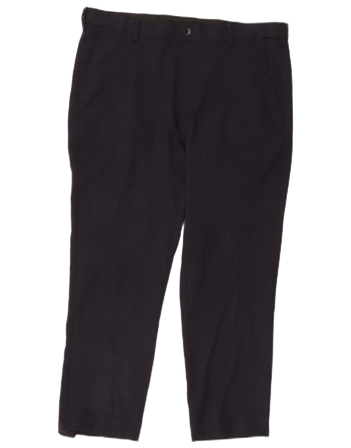 Marks & Spencer Mens Regular Fit Chino Trousers W36 L27 Navy Blue Polyester