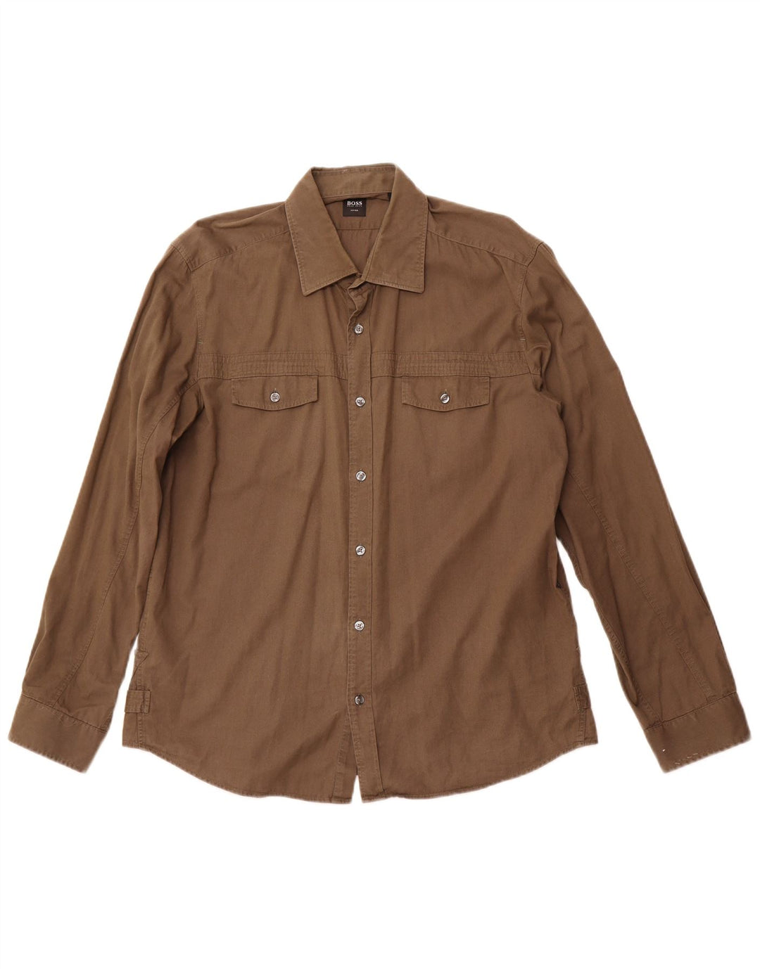 HUGO BOSS Mens Fitted Shirt XL Brown