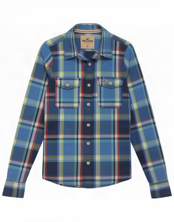 Hollister Mens Shirt Medium Blue Plaid Cotton