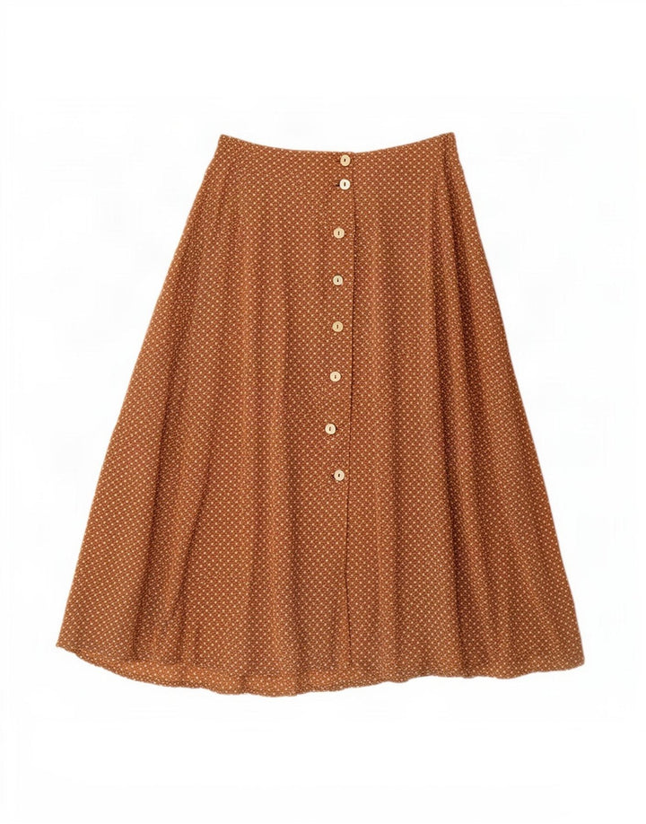 Les Copains Womens Flared Skirt IT 46 Large W32 Brown Spotted Acetate