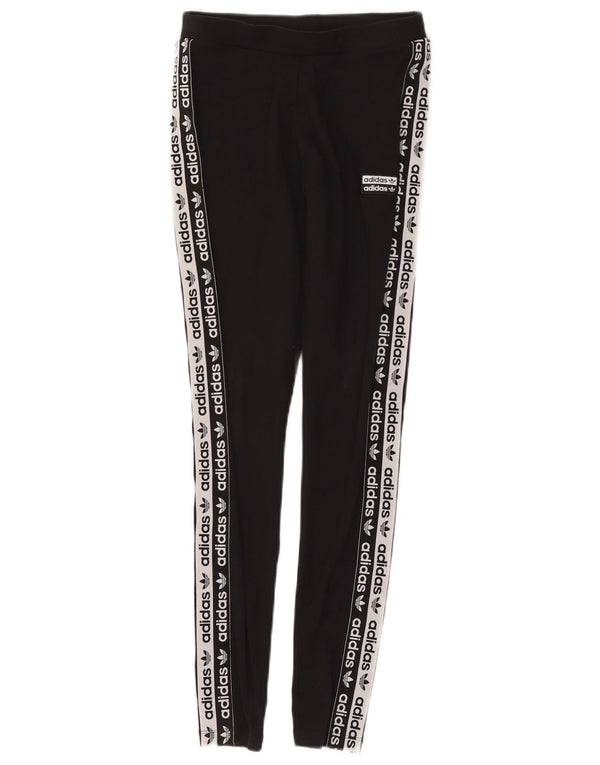 Adidas Womens Graphic Leggings UK 8 Small Black Cotton