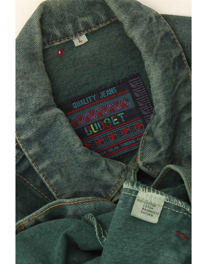 Vintage Mens Denim Jacket UK 40 Large Green Cotton