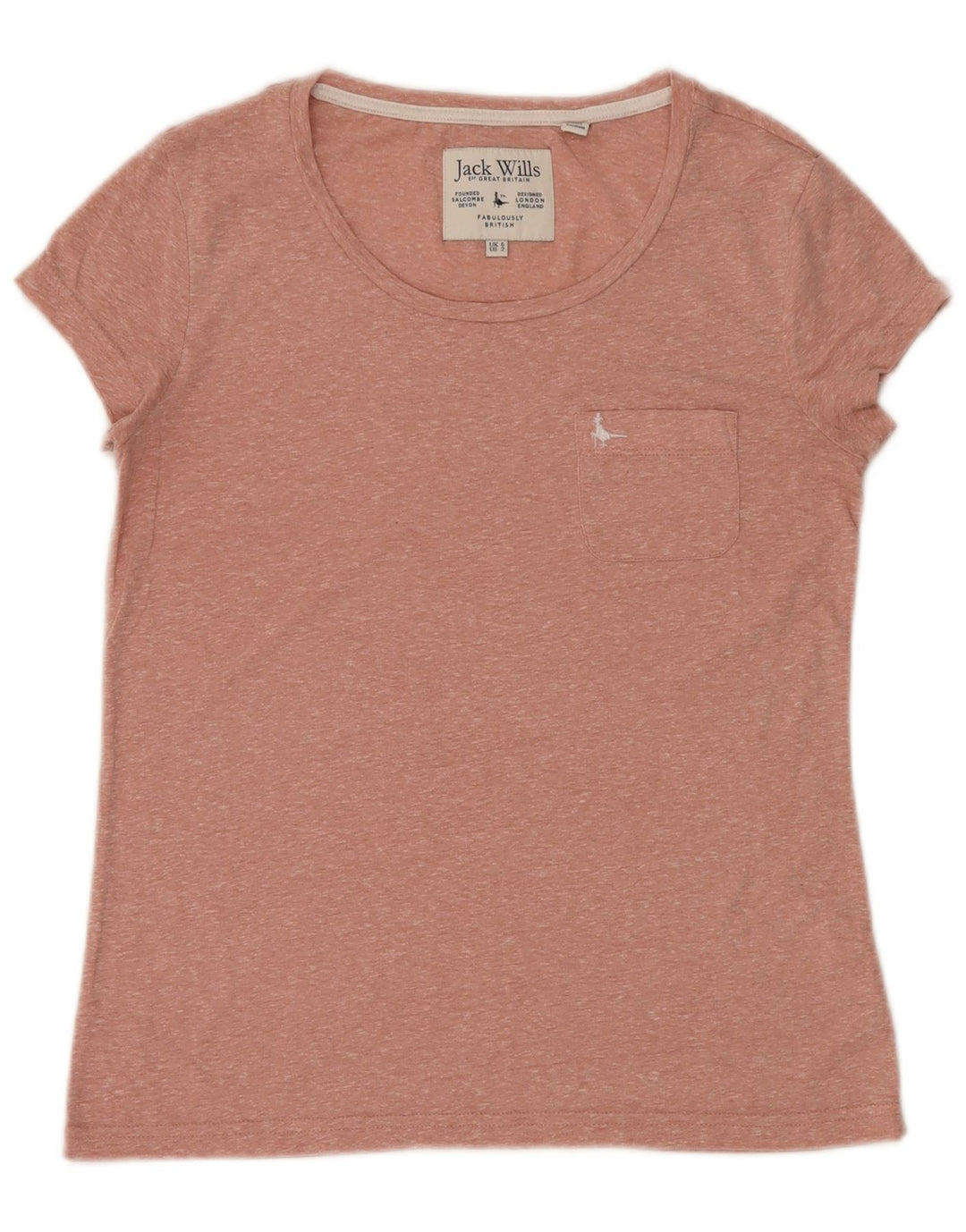 JACK WILLS Womens T-Shirt Top UK 6 XS Pink Flecked Polyester